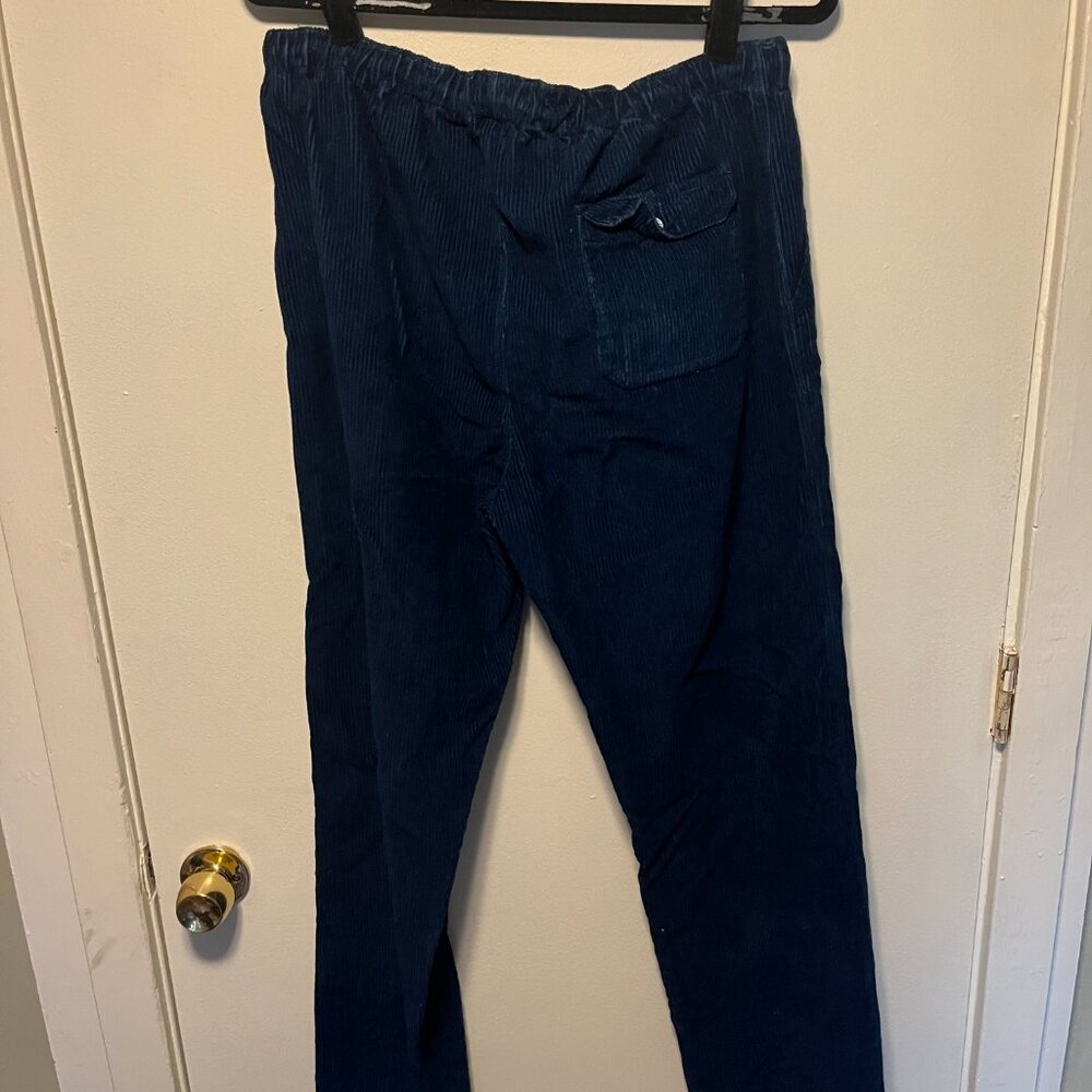 12 DGS Natural Indigo Corduroy Pants – Organic Cotton Drawstring Blue – L - Picture 4 of 5